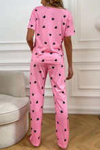 Cargar imagen en el visor de la galería, Pink Valentines Heart Print Tee and Pants Lounge Set
