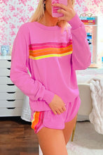 Load image into Gallery viewer, Bonbon Striped Accent Pullover and Shorts Two Piece Casual Set
