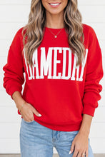 Cargar imagen en el visor de la galería, Fiery Red GAMEDAY Embroidered Patch Pattern Casual Shift Sweatshirt
