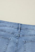 Cargar imagen en el visor de la galería, Dusk Blue High Rise Asymmetric Button Zip Fly Ripped Jeans
