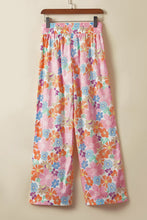 Load image into Gallery viewer, Pink Floral Smocked Waist Loose Pants
