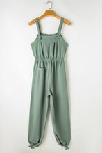 Cargar imagen en el visor de la galería, Moss Green Knotted Straps Button Textured Drawstring Jumpsuit
