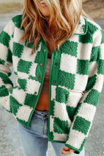 Cargar imagen en el visor de la galería, Lapis Checked Snap Button Sherpa Jacket
