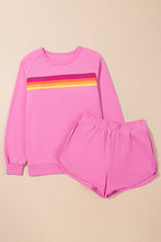 Cargar imagen en el visor de la galería, Bonbon Striped Accent Pullover and Shorts Two Piece Casual Set
