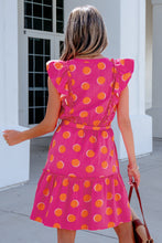 Cargar imagen en el visor de la galería, Rose Double Polka Dot V Neck Ruffled Short Sleeve Dress
