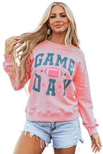 Cargar imagen en el visor de la galería, Pink Rugby Football GAME DAY Graphic Drop Shoulder Sweatshirt
