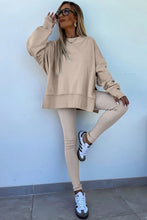Load image into Gallery viewer, Jet Stream Solid Color Oversize Slit Sweatshirt Ribbed Leggings 2pcs Set
