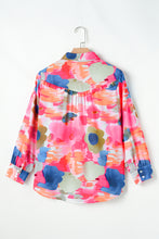 Load image into Gallery viewer, Rose Abstract Print Ruffled Puff Sleeve Shirt
