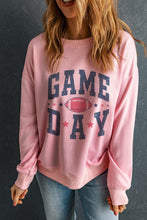 Cargar imagen en el visor de la galería, Pink Rugby Football GAME DAY Graphic Drop Shoulder Sweatshirt
