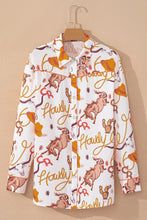 Cargar imagen en el visor de la galería, Beige howdy Western Patterns Button up Loose Shirt
