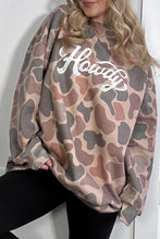 Cargar imagen en el visor de la galería, Multicolour Camo Print Howdy Western Style Baggy Pullover Sweatshirt
