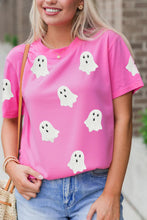 Cargar imagen en el visor de la galería, Sachet Pink Sequin Halloween Ghost Patched Casual T Shirt
