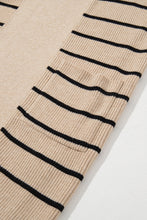 Cargar imagen en el visor de la galería, Black Stripe Shawl Neckline Open Cardigan with Pockets
