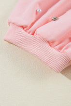 Cargar imagen en el visor de la galería, Light Pink Rhinestone Pearl Puff Half Sleeve Top
