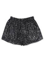 Load image into Gallery viewer, Black Sequin Straight Leg High Waist Casual Shorts
