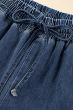 Cargar imagen en el visor de la galería, Dark Blue Drawstring Elastic Waist Wide Leg Jeans
