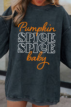 Load image into Gallery viewer, Dark Grey Halloween Pumpkin Spice Baby Graphic Textured Sweatshirt
