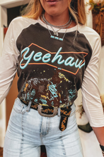 Cargar imagen en el visor de la galería, Brown Western Yeehaw Graphic Vintage Raglan Long Sleeve Top
