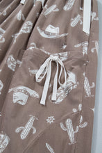 Load image into Gallery viewer, Khaki Western Cactus Cowgirl Hat Boot Printed Vintage Drawstring Jogger Pants
