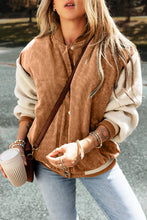 Cargar imagen en el visor de la galería, Buckskin Corduroy Fleece Patchwork Buttoned Bomber Jacket
