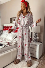 Cargar imagen en el visor de la galería, Light Grey Christmas Printed Shirt and Pants Pajama Set
