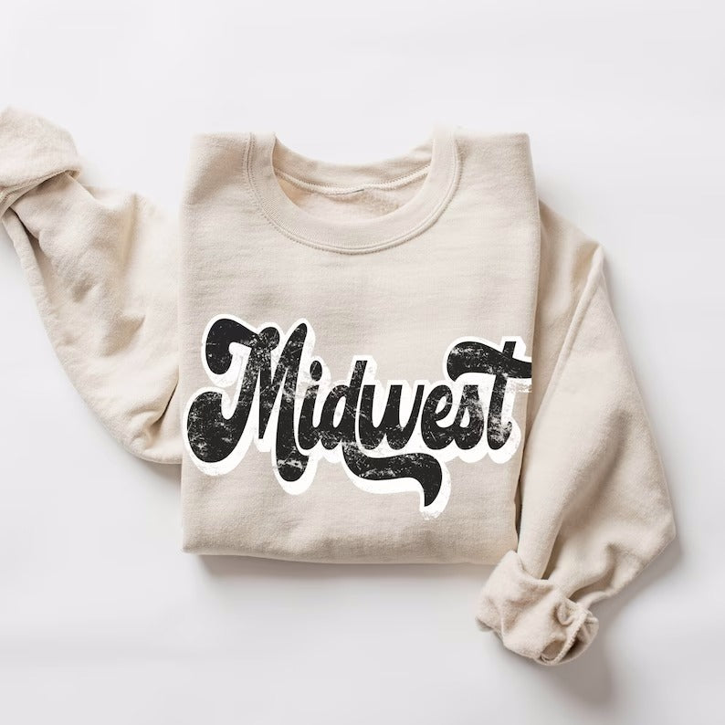 Black Midwest Sweatshirt - Two Options- T-Shirt
