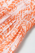 Cargar imagen en el visor de la galería, Orange Abstract Print Spaghetti Straps Backless Tiered Maxi Dress
