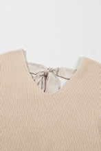 Cargar imagen en el visor de la galería, Apricot Lantern Sleeve V Neck Knot Back Sweater
