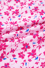 Load image into Gallery viewer, Pink Boho Mixed Floral Drop Shoulder Bubble Sleeve Blouse

