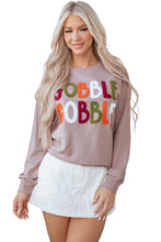 Load image into Gallery viewer, Dark Khaki GOBBLE Letter Graphic Thanksgiving Shift Sweatshirt
