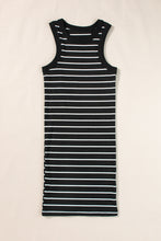 Cargar imagen en el visor de la galería, Black Stripe Ribbed Knit Tank Mini Dress
