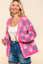 Cargar imagen en el visor de la galería, Haptics Full Size Floral Jacquard V-Neck Button Up Cardigan
