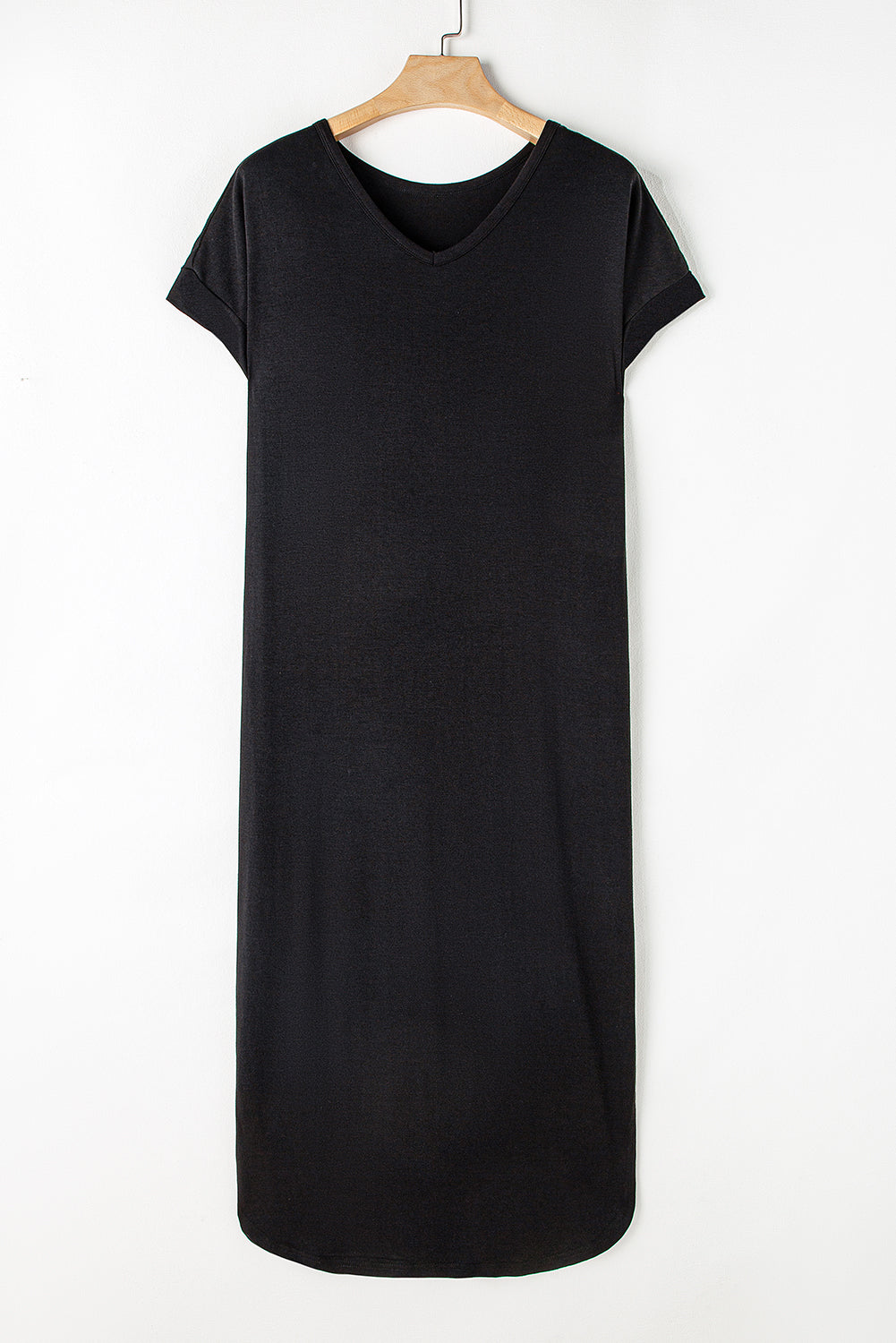 Black V Neck Hidden Pocket Splits Maxi T-shirt Dress – The Concrete Rose  Boutique XO