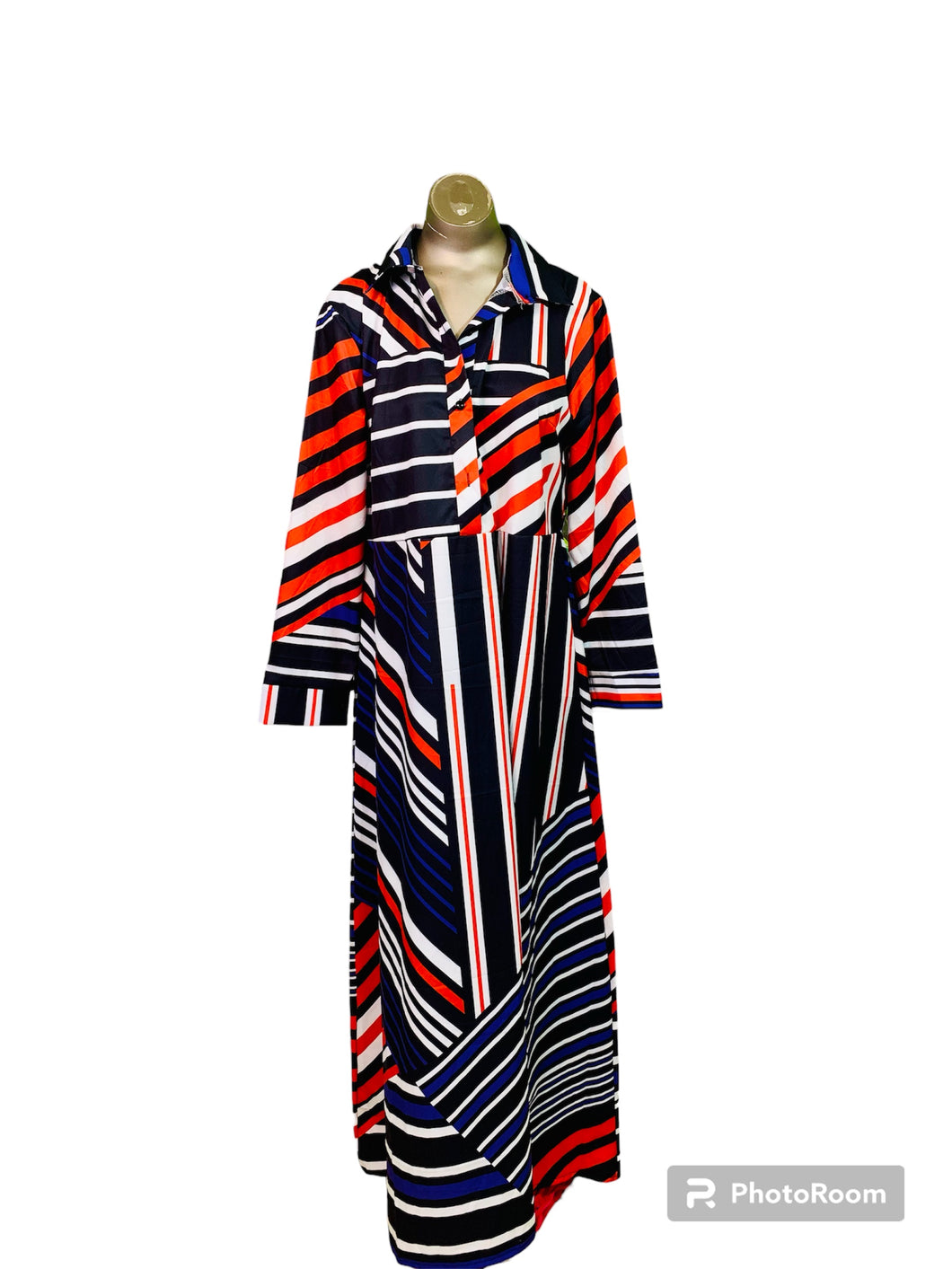 $20 Long Sleeve Dress Striped Size Large A Line