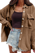 Load image into Gallery viewer, Dark Khaki Solid Color Corduroy Buttoned Long Sleeve Shacket
