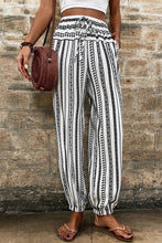 Cargar imagen en el visor de la galería, Black Stripe Boho Striped Print Casual Pants
