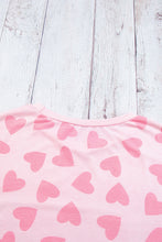 Cargar imagen en el visor de la galería, Pink Valentine Heart Shape Print Long Sleeve Top Shorts Lounge Set
