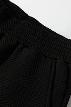 Cargar imagen en el visor de la galería, Black Textured Puff Sleeve Top and Pants Set
