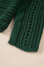 Cargar imagen en el visor de la galería, Blackish Green Hollow-out Cable Knit Cropped Sweater
