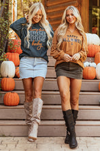 Cargar imagen en el visor de la galería, Chestnut Sequin Happy Halloween Graphic Notched Neck Long Sleeve Loose Top
