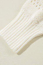 Cargar imagen en el visor de la galería, White Pointelle Knit Raglan Sleeve Hooded Sweater
