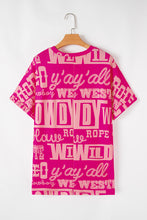 Load image into Gallery viewer, Rose Howdy Cowboy Letter Printed Western Fashion Tee
