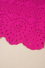 Cargar imagen en el visor de la galería, Rose Red Solid Color Eyelet Embroidered T Shirt Mini Dress
