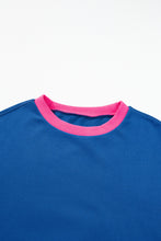 Cargar imagen en el visor de la galería, Blue Colorblock Bubble Sleeve Sweatshirt
