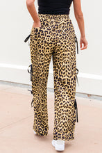 Load image into Gallery viewer, Brown Leopard Print Bow Tie Drawstring Elastic Waist Loose High Waist Pants
