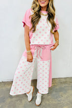 Cargar imagen en el visor de la galería, Yellow Color Block Patchwork Polka Dot Wide Leg Pant Set
