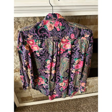 Load image into Gallery viewer, Vintage 80s 100% Cotton Bright Pink Shoulder Pads Paisley Long Sleeve Button Up
