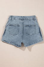 Cargar imagen en el visor de la galería, Dusk Blue Studded Acid Wash Jean Shorts
