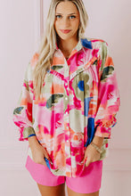 Load image into Gallery viewer, Rose Abstract Print Ruffled Puff Sleeve Shirt
