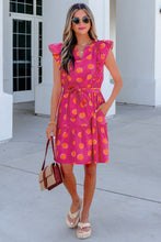 Cargar imagen en el visor de la galería, Rose Double Polka Dot V Neck Ruffled Short Sleeve Dress
